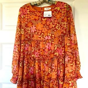 Peach Love Gracie Retro Floral Dress